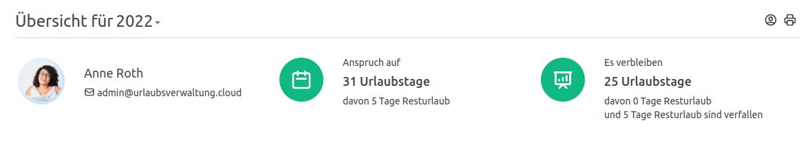 Information über den verfallenen Resturlaub am Start der Übersichtsseite