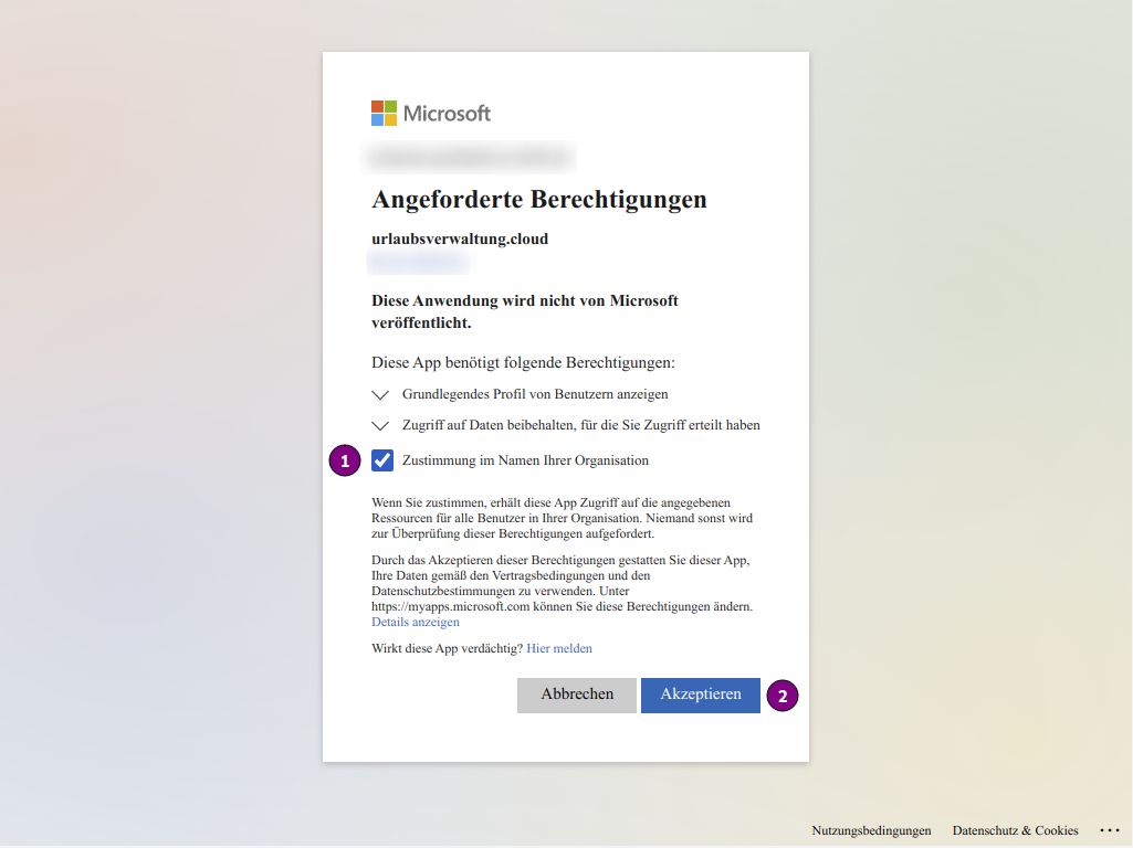 Zugriff auf Azure AD bestätigen