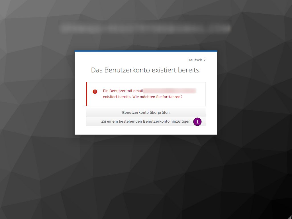 Benutzerkonto für E-Mail existiert bereits