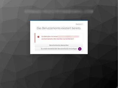 Benutzerkonto für E-Mail existiert bereits