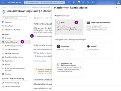 Plattform vom Typ Web anlegen