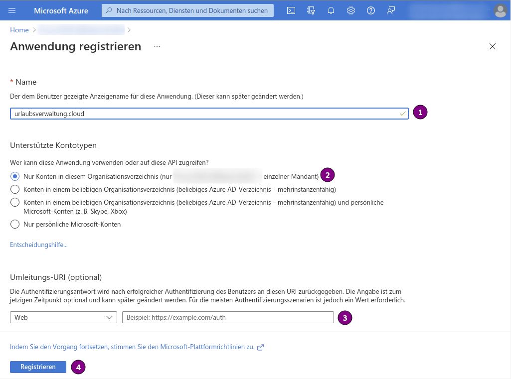 App-Registrierung durchführen