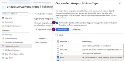 API-Berechtigung für registrierte App konfigurieren