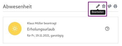 Abwesenheit bearbeiten