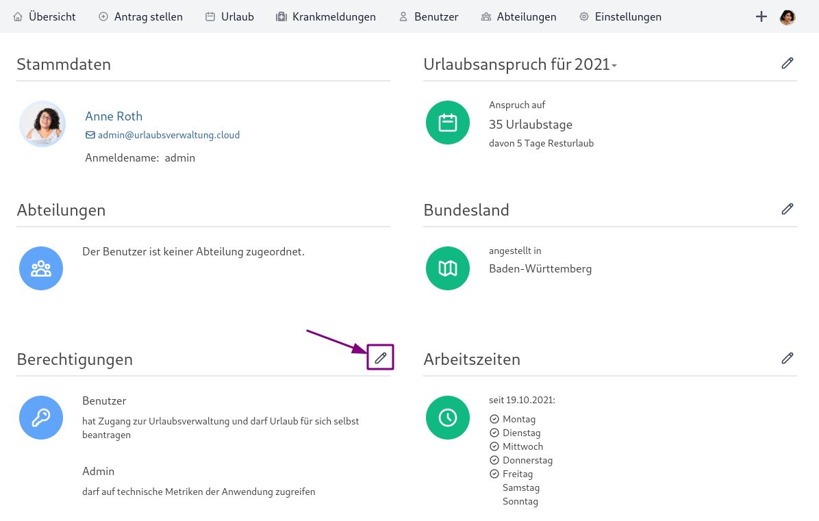 Berechtigungen editieren