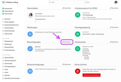 Berechtigungen editieren