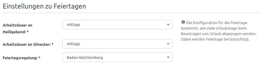 Einstellungsmöglichkeit der globalen Feiertagsregelung