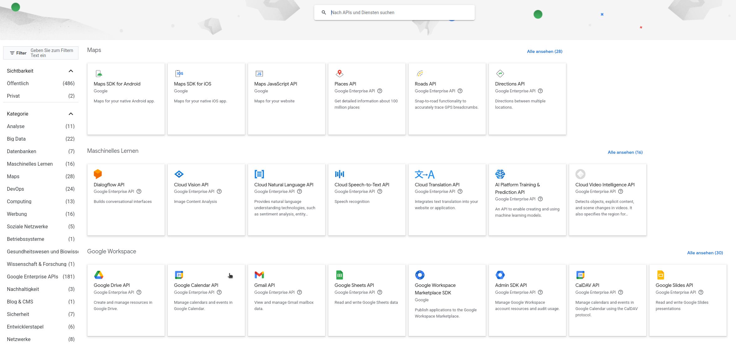 Google Calendar API Aktivieren