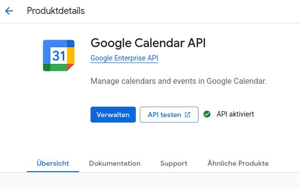 Google Calendar API Aktivieren