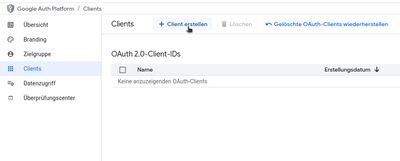 Google OAuth2 Client erstellen