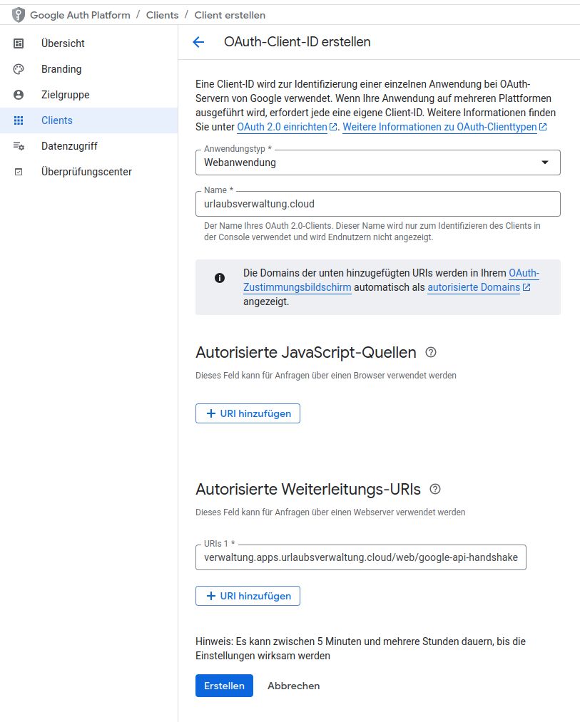 Google OAuth2 Client erstellen