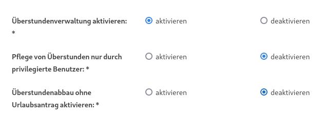 Konfiguration Antrag auf Überstundenabbau