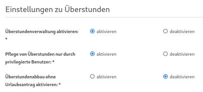 Konfiguration Erfassung der Überstunden durch eine privilegierte Person