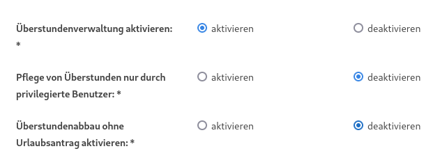 Konfiguration Antrag auf Überstundenabbau