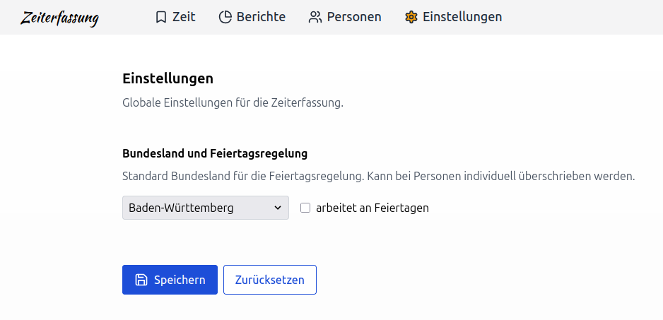 Einstellungen der globalen Feiertagsregelung