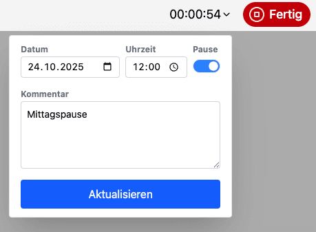 Stoppuhr/Stechuhr mit Pausenfunktion