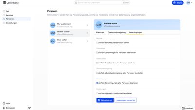 Berechtigungen pro Mitarbeitenden