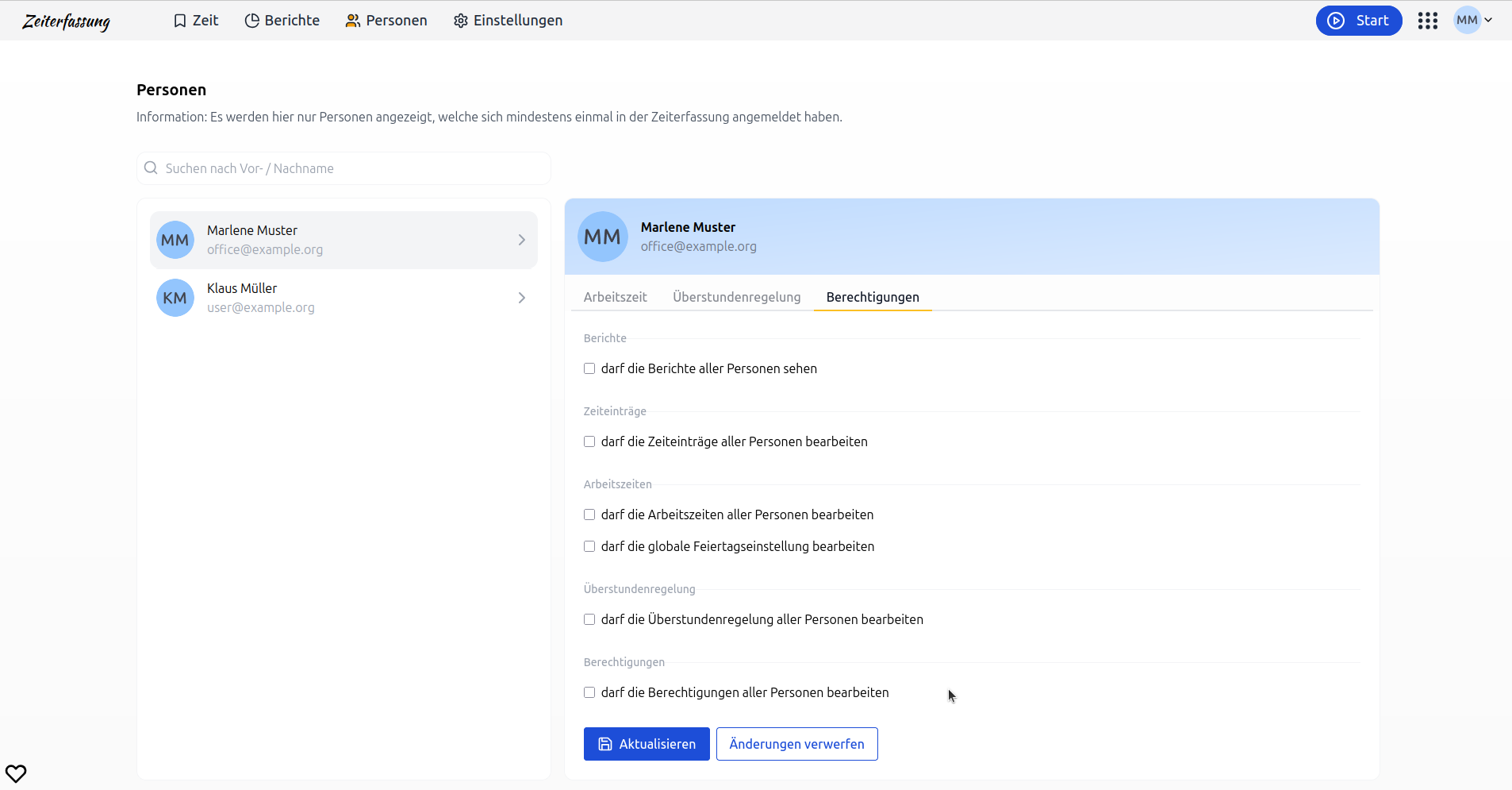 Berechtigungen pro Mitarbeitenden
