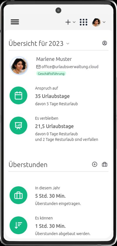 Übersicht über den eigenen aktuellen Urlaubsstand.