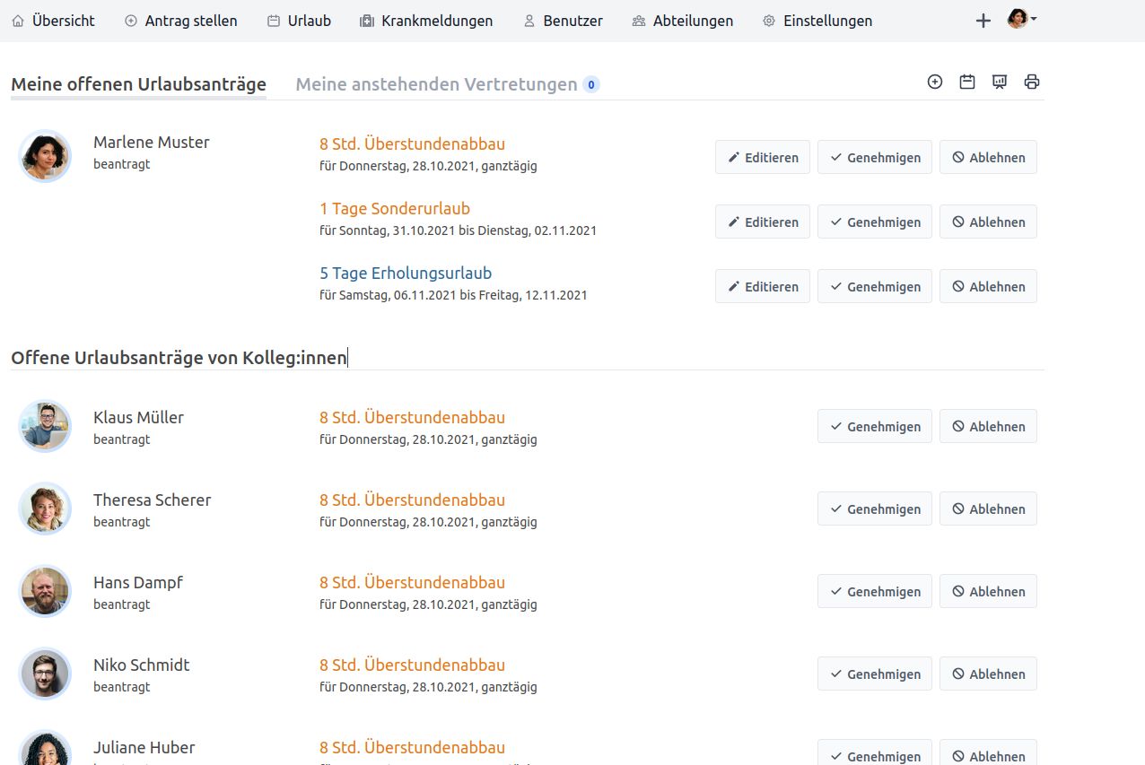 Neue Urlaub-Übersichtsseite auf dem Desktop