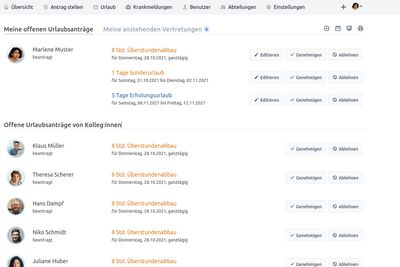 Neue Urlaub-Übersichtsseite auf dem Desktop
