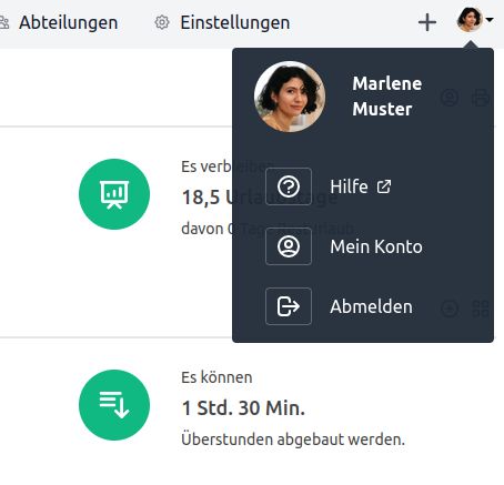 Hilfe über das Avatarmenü