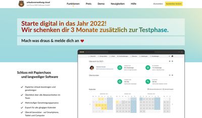 Urlaubsverwaltung Landingpage