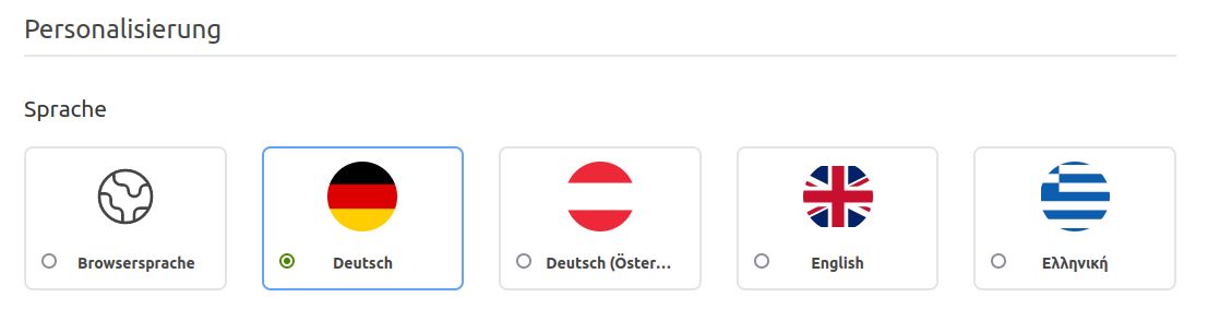 Konfiguration zum Überschreiben der Browsersprache in den Personalisierungen