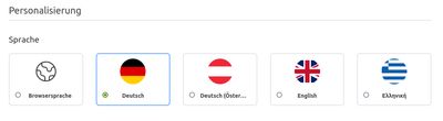 Konfiguration zum Überschreiben der Browsersprache in den Personalisierungen