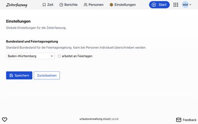 Konfiguration der globalen Feiertagsregelung in der Zeiterfassung