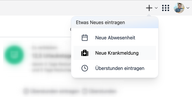 Krankmeldung erstellen als Mitarbeitende