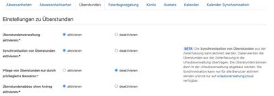 Aktivierung der Synchronisierung der Überstunden